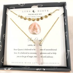 New Luna Norte Rose Quartz Necklace Set 